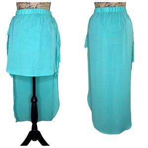 Sugar Lips Festival Breeze Skirt Aqua Color Fringe High Low Stretch NEW Size M